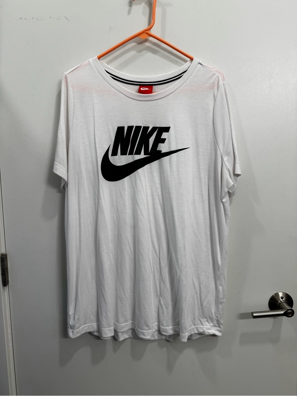 Nike White Short-Sleeve Tee with Black Swoosh